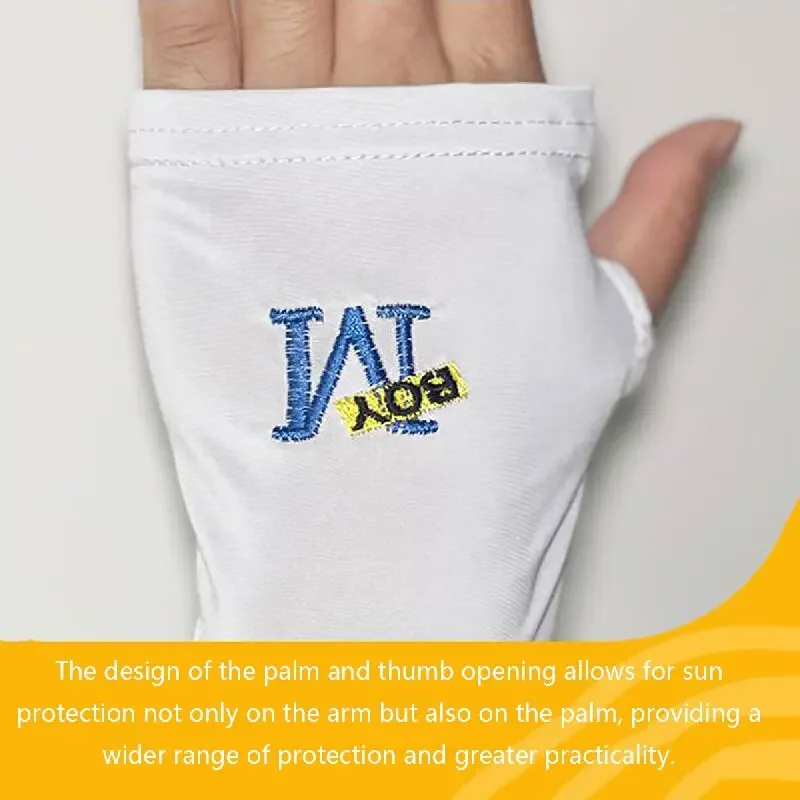Men Long Half Finger Gloves Arm Sleeves Letter Sun UV Protection Ice Cool Arm Cover For Cycling Fishing Climbing Sport