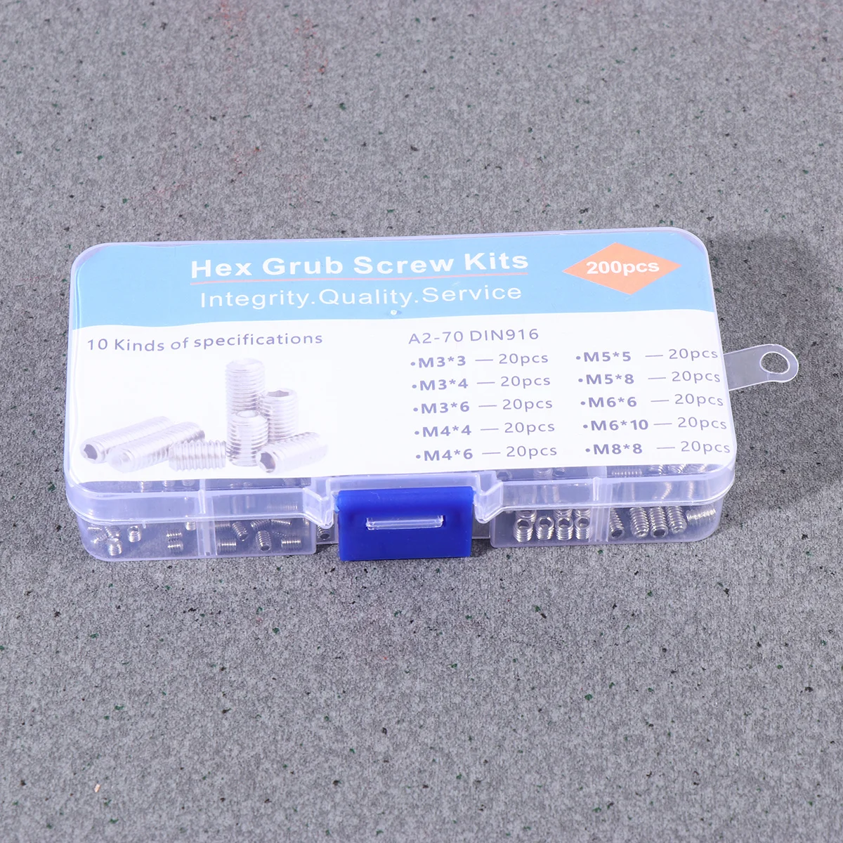 

200Pcs Hexagon Socket Set Screws M3-M8 304 Stainless Steel Knurled Cup Point Resists Loosening High Vibration Grub Screw Kit