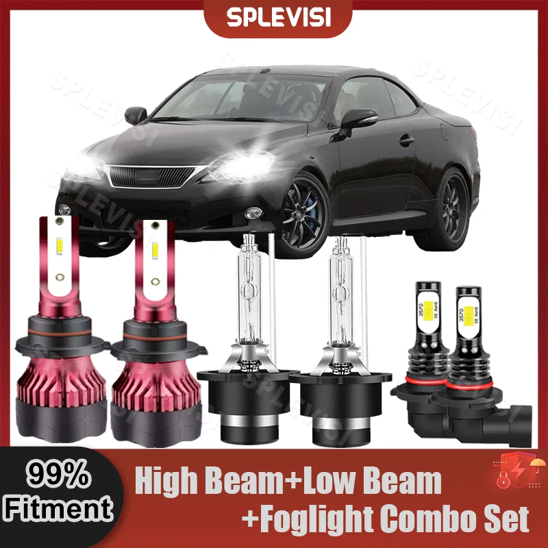 

6000K LED High Beam Low Beam Xenon Lamp Foglamp 9005+D4S+9006 Combo Set For Lexus IS350 2006 2007 2008 2009 Car Lights