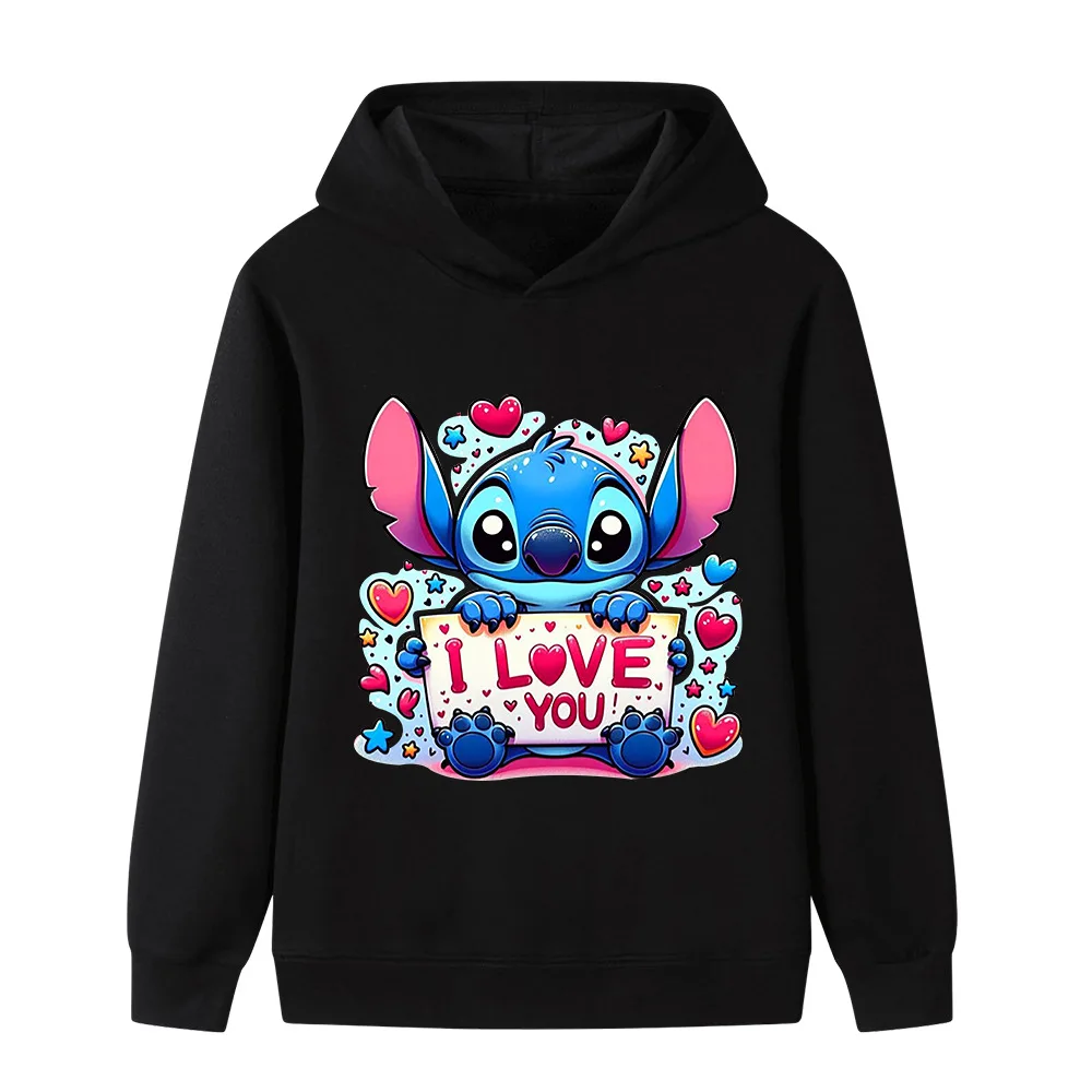 

Толстовки с креативным принтом Disney Stitch для мальчиков и девочек, детские осенние и зимние повседневные и теплые топы с длинными рукавами