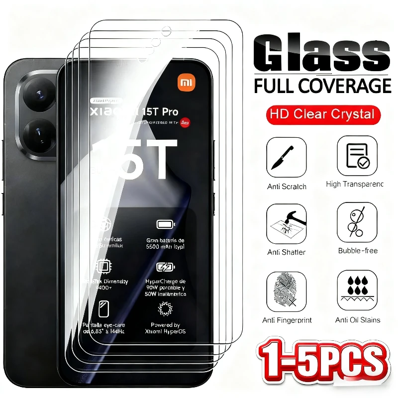 

1-5PCS Tempered Glass for Xiaomi 15T Pro 15 T Pro 15TPro TPro Xiaomi15TPro Anti Scratch Screen Protector Clear Protective Glass