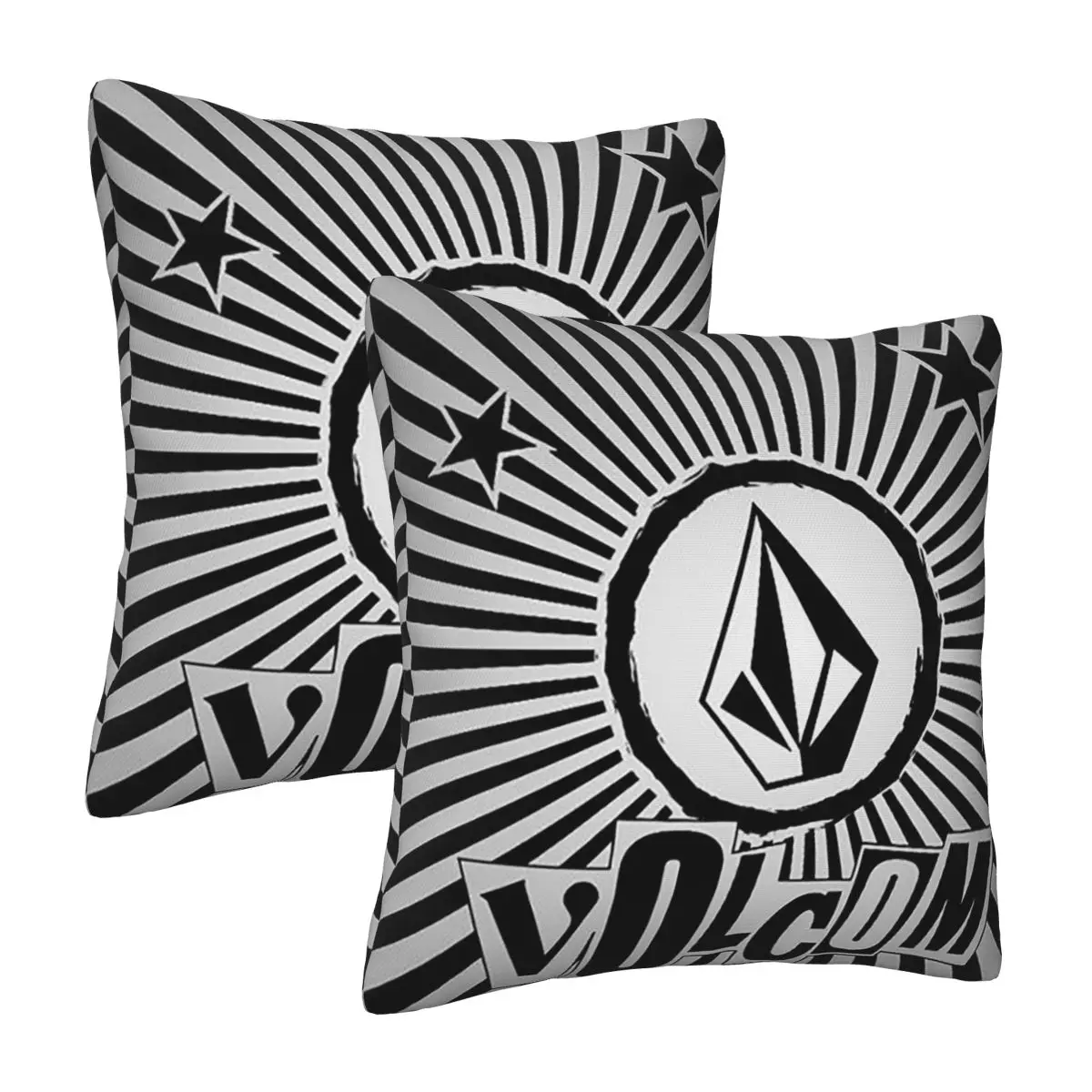 V-Volcom Logo 2 قطعة غطاء وسادة مربع وسادة وسادة بسحاب ديكور مريح لغرفة النوم المنزلية