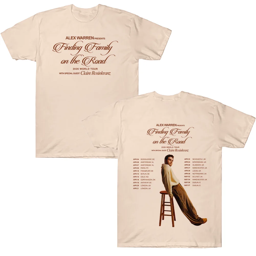 Alex Warren Finding Family on The Road T-shirts 2026 Concert Europe Tour T Shirt Men Women Hip Hop Short Sleeve Loose Cotton Top