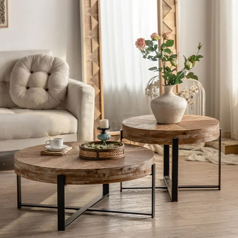 Luxury Wood Coffee Table Aesthetic Round Minimalist Unique Side Table Center Service Designer Mesas Bajas Lounge Suite Furniture