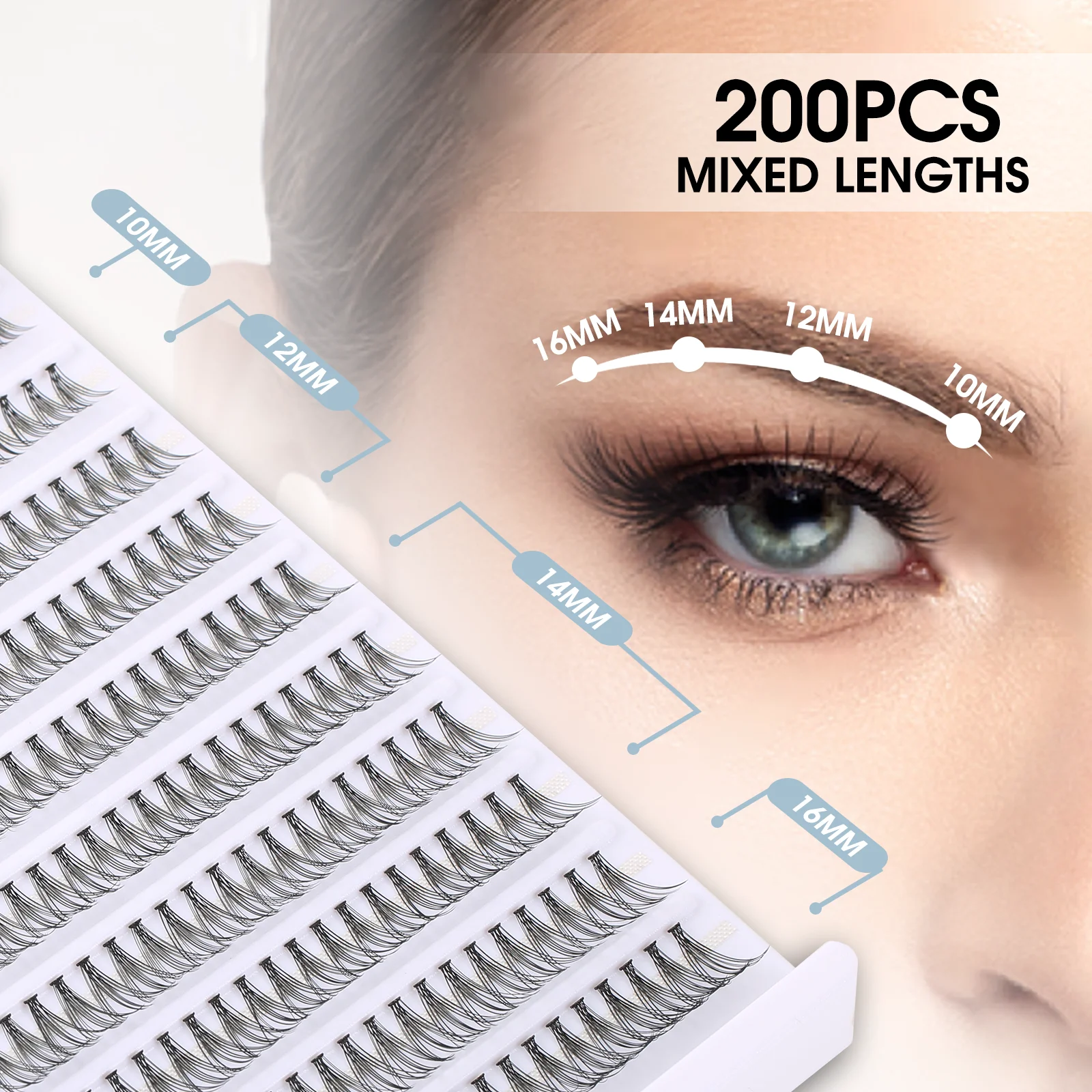 EASITENSION 200 PCS Cluster Lashes Fluffy Volume Segmented Individual  False Eyelash Extension Bundle Soft Beauty Cosmetic Cilia