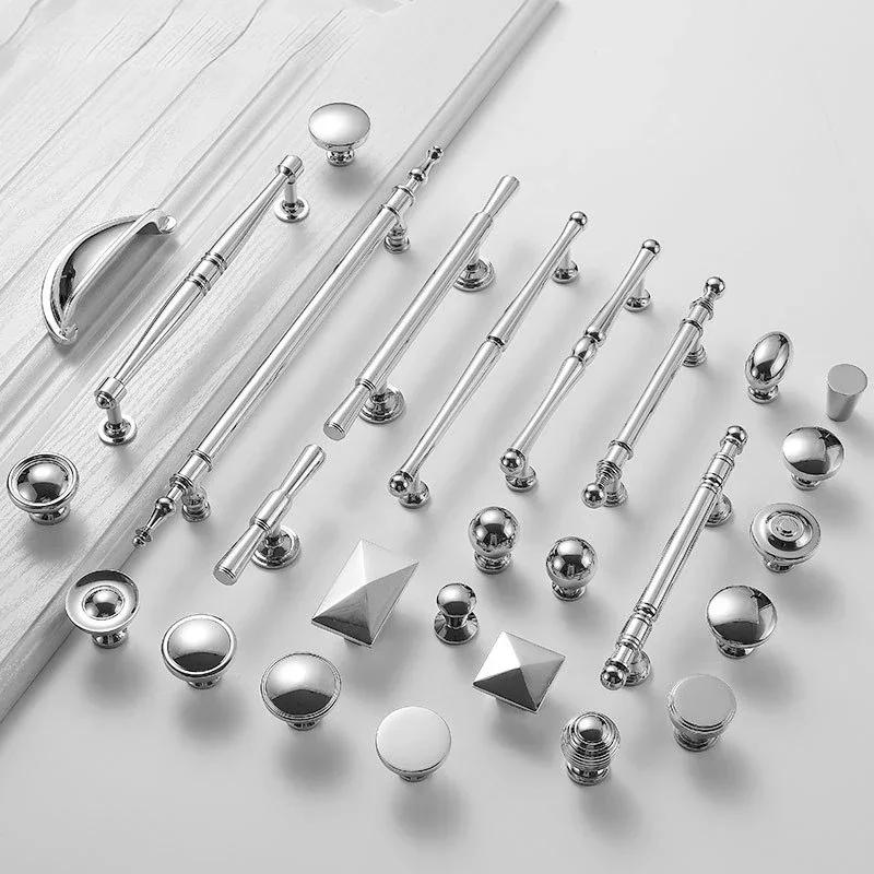 

Brass Furniture Handles Luxury Shiny Silver Handles for Cabinets and Drawers Kitchen Handles for Cabinets Home Accessories
