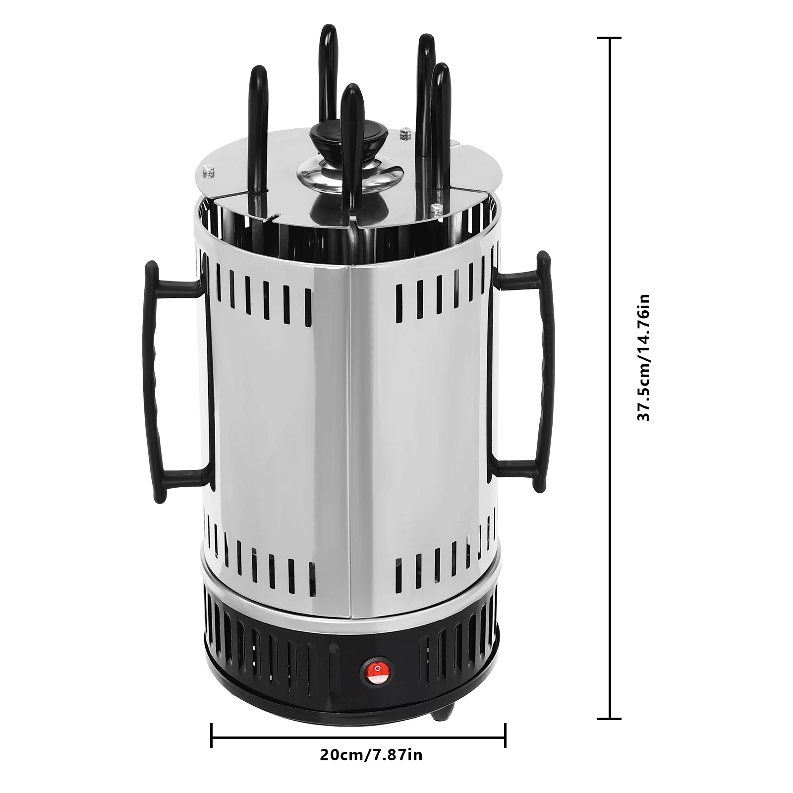1000W verticale elektrische grill, verticale draaispitgrill, elektrische roterende grillmachine met 5/6 spiesjes rookvrij