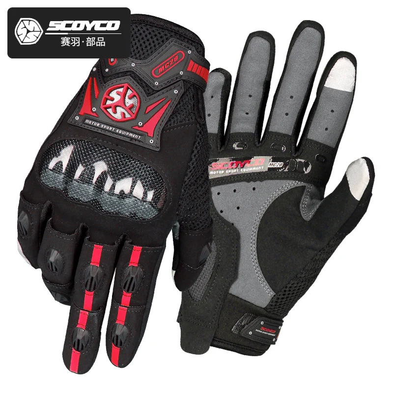 Scoyco High Quality Motorcycle Racing Gloves MC20 Carbon Fiber Double Finger Touch Screen Breathable Moto Riding Gloves