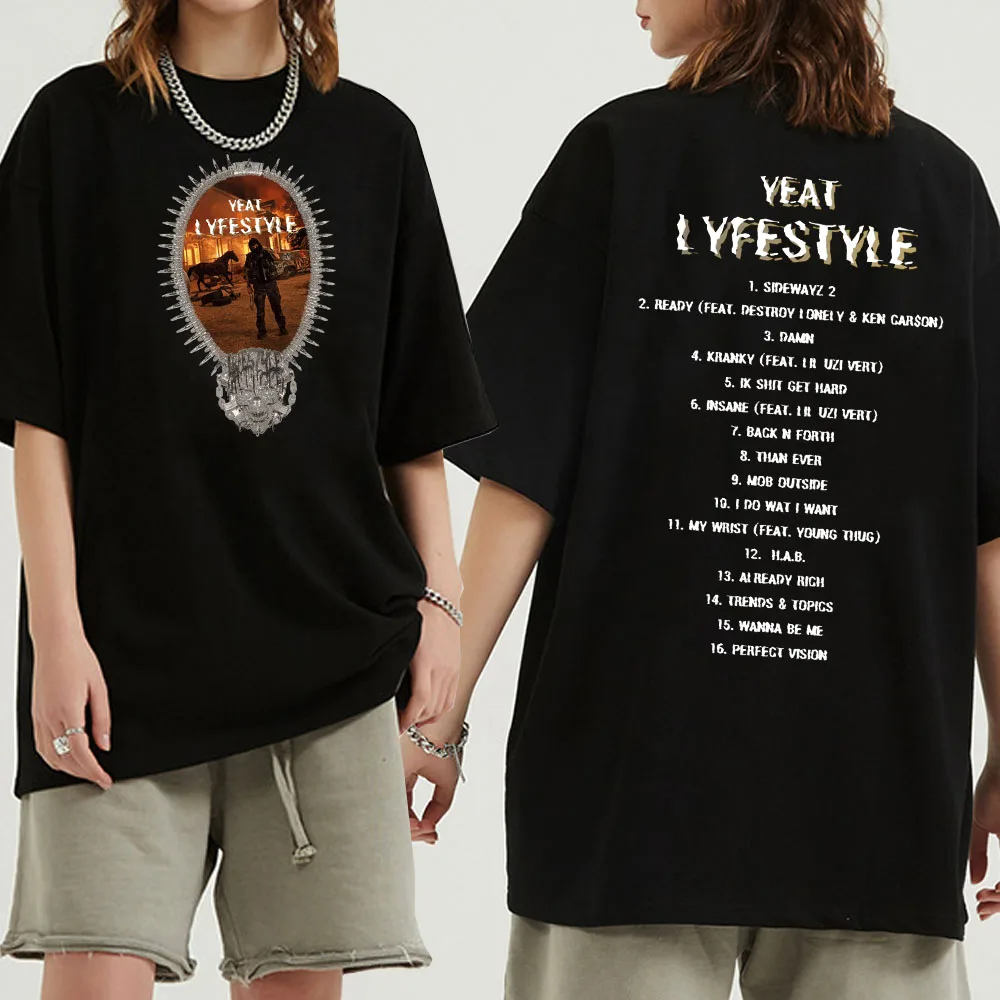 Yeat Lyfestyle Tour Short Sleeve T-shirt Harajuku O-neck Summer Casual Shirt Music Fans Gift Tops