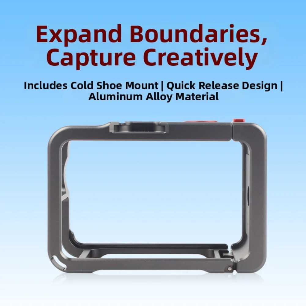 Gabbia protettiva per fotocamera per DJI Action 6 Gabbia per conigli di espansione in lega di alluminio con cappuccio di protezione per obiettivo per action camera