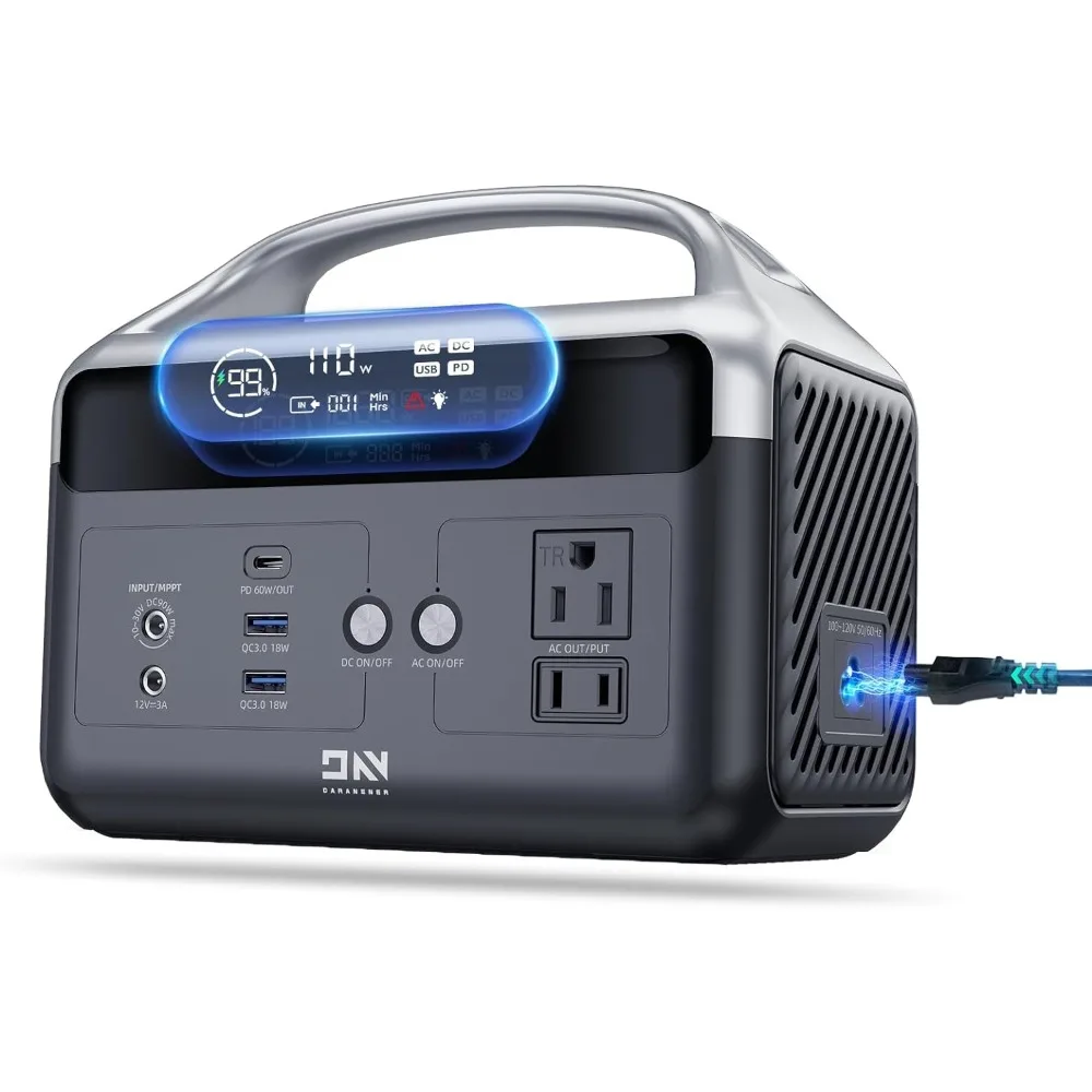 Fast Charging Portable Power Station - DaranEner 179.2Wh LiFePO4 Battery, Solar Generator w/2 300W (Surge 600W) AC Outlets