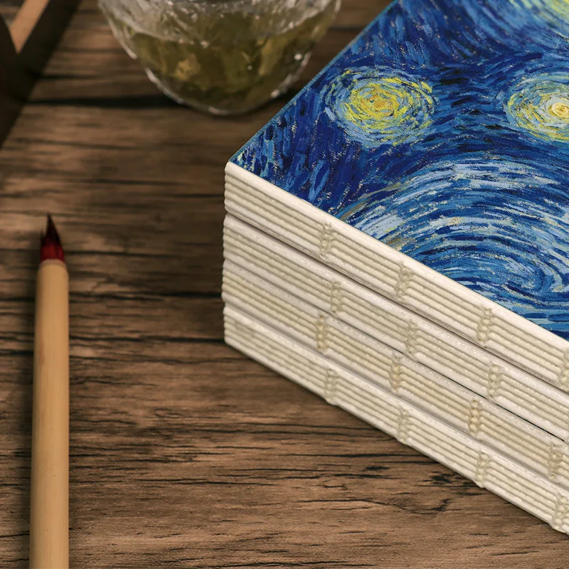 A5 Notebook Monet & Van Gogh Famous Painting Series Cover,80sheets/Book Writing Diary Recording Life Office Study Note Supplies