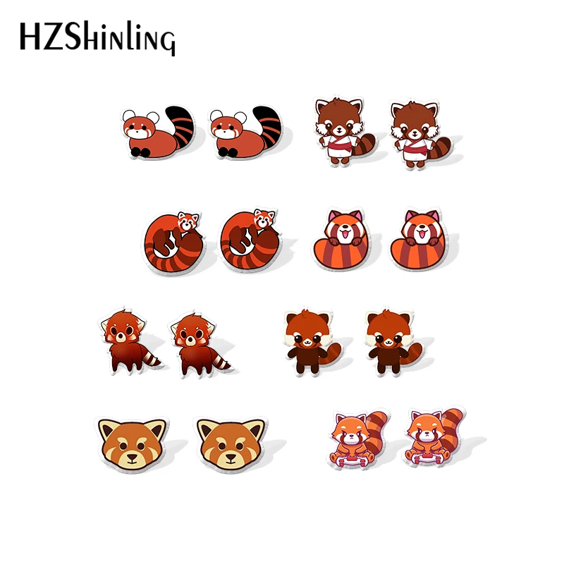 Red panda Acrylic Stud Earrings Resin Epoxy Fashion Jewelry