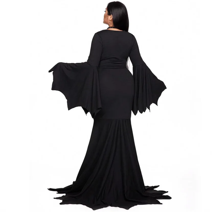 Vrouwen Mode Halloween Lange Mouw Slim Fit Swing Jurk Dames Sexy Grote Vleermuis Mouw Fishtail Jurk Dames Heks Feestjurk