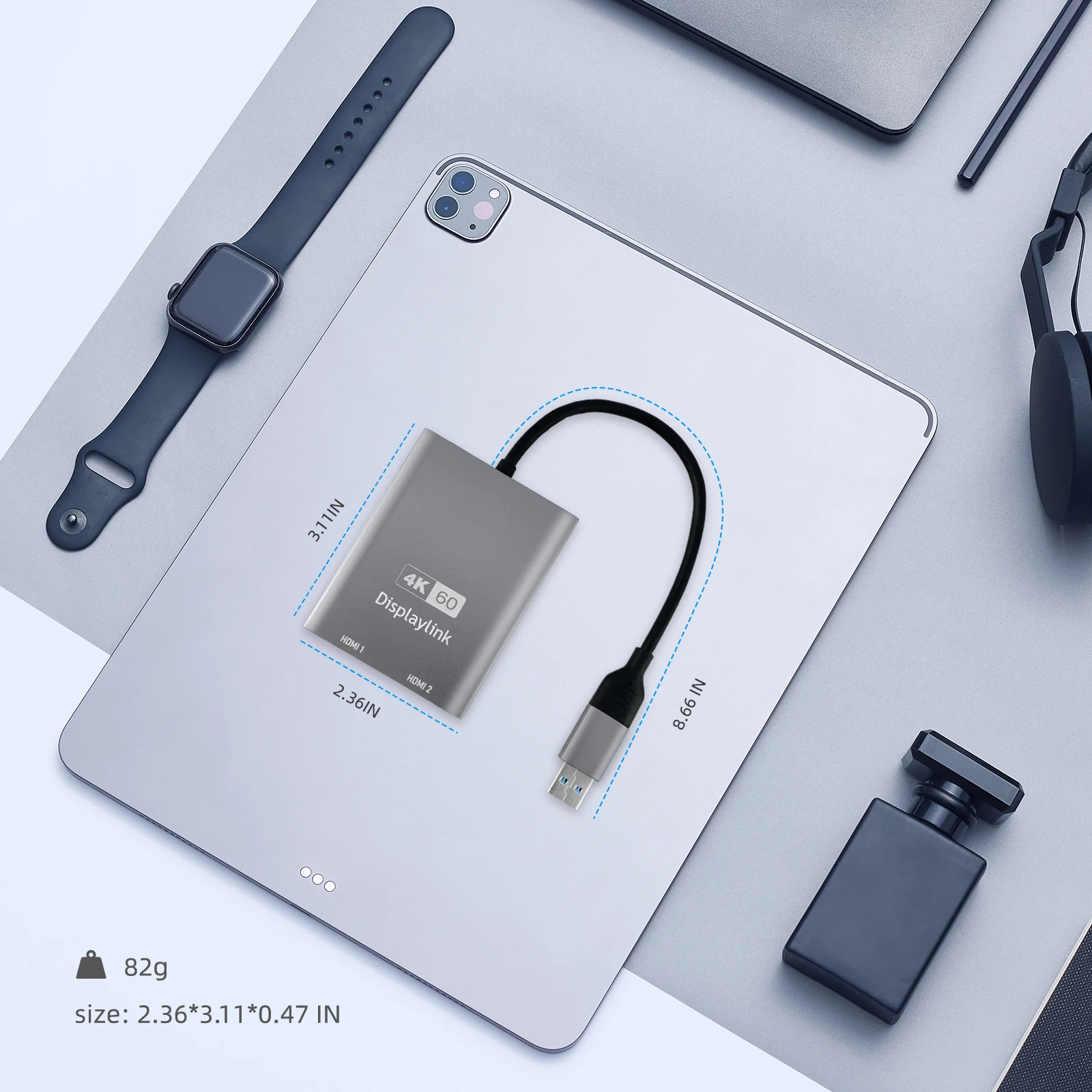 USB-C to HDMI 4K60Hz Dual Monitor Adapter,DisplayLink Adapter Support Multi-Screen Switching, USB 3.0 and HDCP 1.4