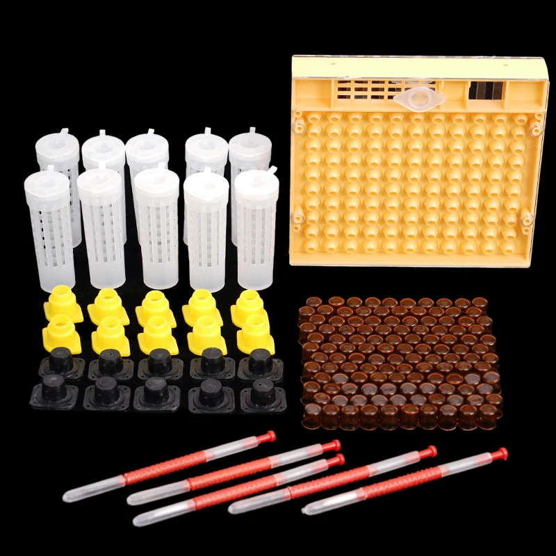 1Set Apiculture Kit Nicot Queen Bee Rearing Plastic Graft Larva Pen Hair Roller Cage Cell Protection Beekeeping Tool Supplies