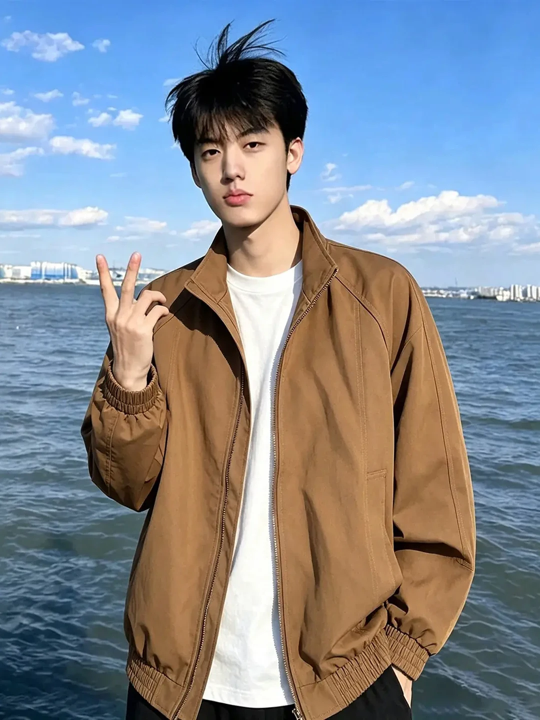 Men's Pilot Administrative Jacket Spring Autumn Shoulder Patchwork Stand Collar American Style CleanFit Baseball Coat