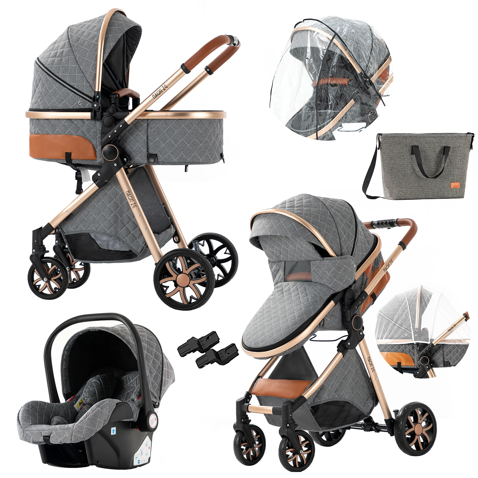 Baby stroller 3 in 1 stroller baby carriage lightweight stroller Mother kids baby carts High landscape stroller travel pram