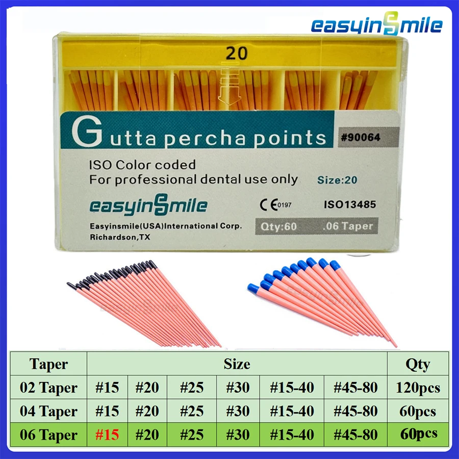 

Easyinsmile Dental Absorbent Paper Points Gutta 15-40 Paper Points 02 04 06 Sizes Pure Cotton Fiber Root Canal Absorption Dental