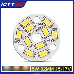 10PCS 5W 32MM DC15-17V SMD5730 LED PCB White/Natural White/Warm White Light Source For LED Bulbs  Welding Power Cord