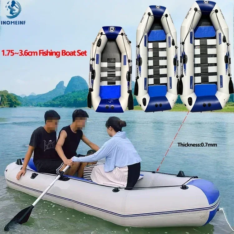 

1.75-3.3m PVC Inflatable Kayak Fishing Boat for 1-6person Water Sport PVC Rowing with Slats Bottom Outdoor Water Sport Accessory