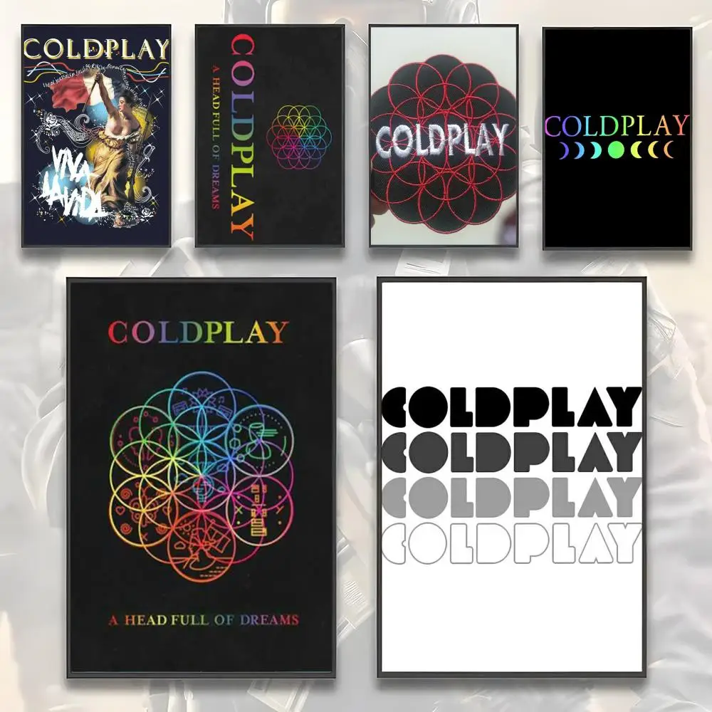 Poster, selbstklebender Wandkunstdruck, wasserfest, für Zuhause, Wohnzimmer, Schlafzimmer, ästhetische Dekoration, Alternative Rockmusik, C-Coldplay Band-LOGO