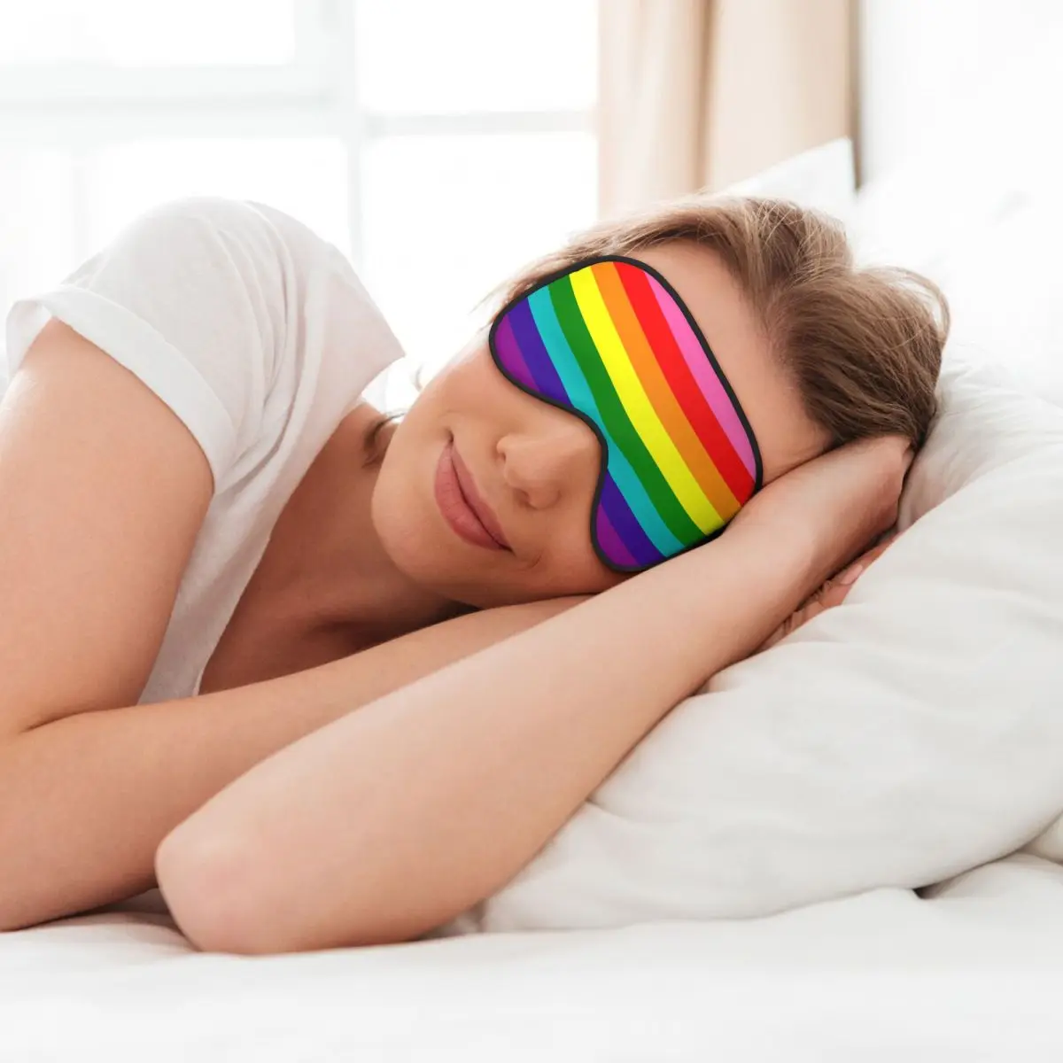مخصص مثلي الجنس فخر العلم الإبداعية إيباتش مثليه قوس قزح GLBT الغمامة الرجال النساء السفر النوم قناع عين الغداء كسر العين يغطي