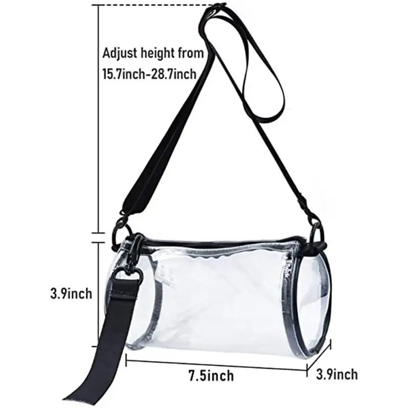 Petit sac transparent pour les événements de stade, poudres de messager cylindriques en PVC, sac à main Chiminitiated, petit sac initié