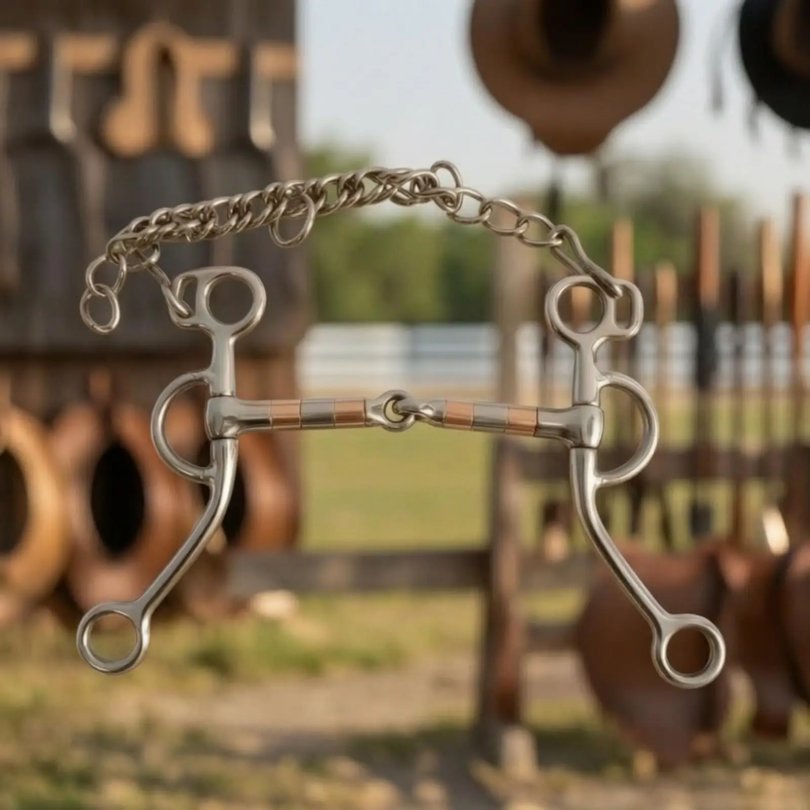 Horse Bit with Curb Chain Stainless Steel Jointed Curb Bit Chin Chain Long-Lasting for Equestrians, Equestrian Riding view 5