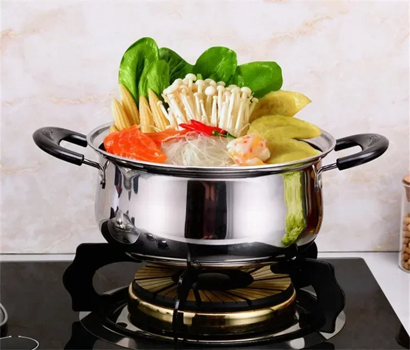 Stainless Steel pot Double Bottom Soup Pot Nonmagnetic Cooking Multi purpose Cookware Non stick Pan induction cooker used pot