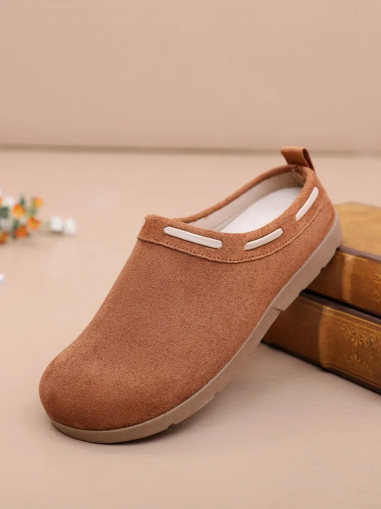 New Shoes Women's Half Support One Pedal Lazy Shoes Fashion Casual Shoes Soft Sole Cloth Shoe Women's Single Shoe Flat Bottom