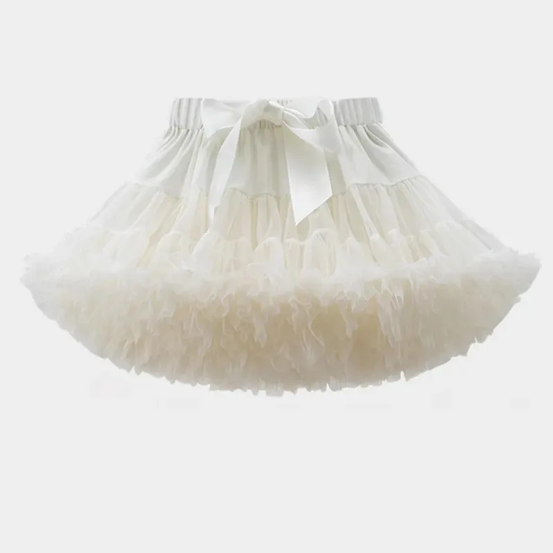 HOT Girls Tutu Skirts Solid Fluffy Tulle Princess Ball Gown Pettiskirt Kids Ballet Party Performance Dress for Children