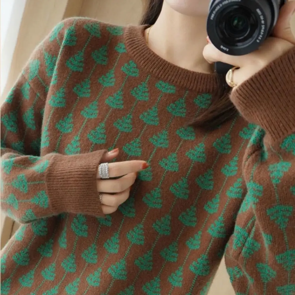 Knitted O-neck Thick Women 's Sweater Casual Long Bat Sleeve Thick Loose Blouse 2024 Autumn Winter Female Sweater Tops 164