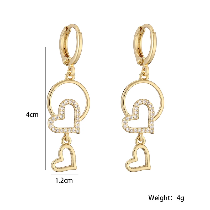 GANPUP Elegante Glänzende Zirkonia-Herz-Ohrhänger für Damen Neue Ohrklemme Modischer Trendschmuck Geschenk für Party серьги – Detail 1