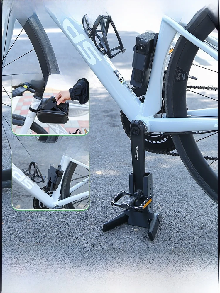 

Portable Folding Bike Stand Mountain Bike Parking Ra Outdoor Cycling Equipment Accories Pedal Support Braet