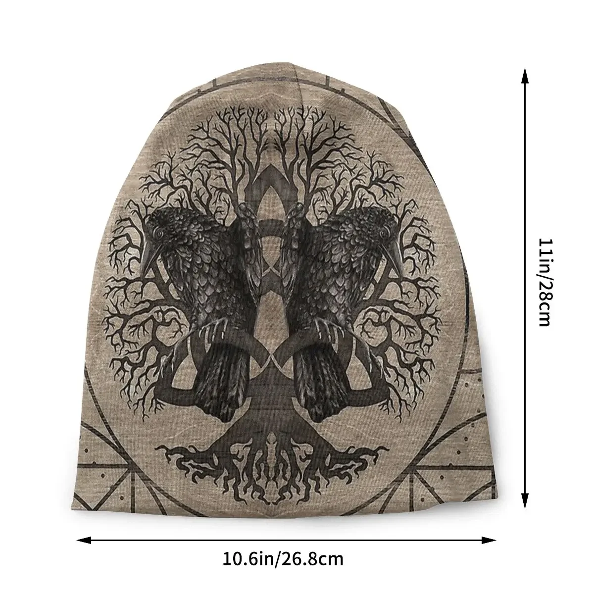 Tree Of Life With Ravens Wooden Texture Men Women Thin Beanies Cycling Ski Cap Skullies Bonnet Hat