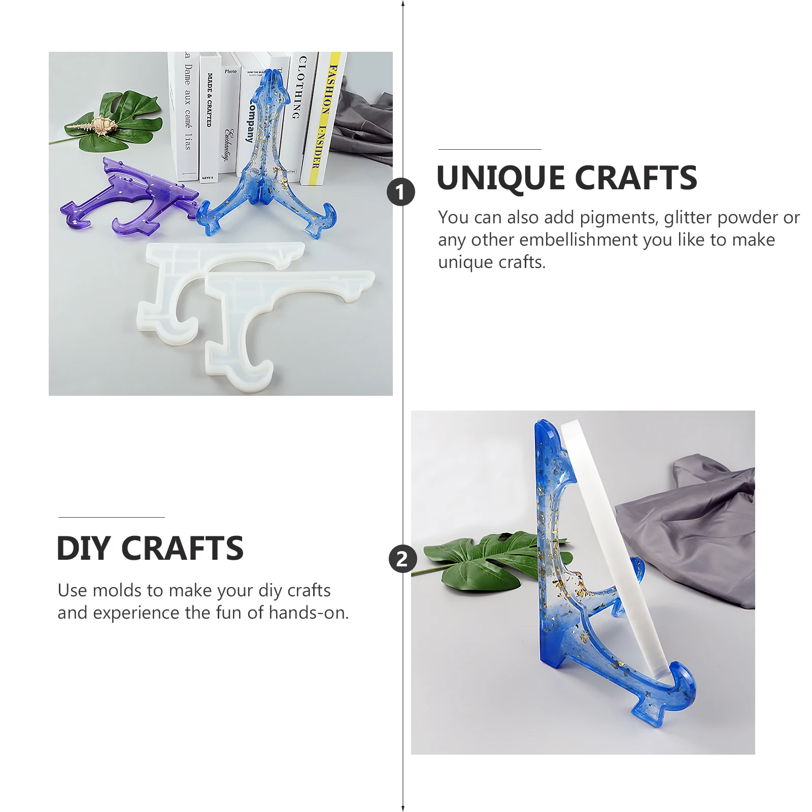 

2pcs Crystal Epoxy Jewelry Display Rack Mold Silicone Storage Shelves Small Easel Product Stand DIY Craft Safe Easy Clean
