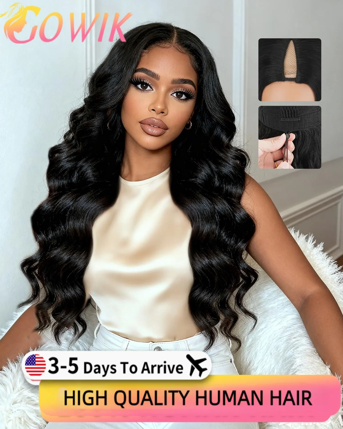 

V-образный парик с объемной волной, обновленный бесклеевой парик, человеческие волосы, натуральный цвет, парик V-образной формы, без клея, зажим в полупарик для женщин, плотность 250