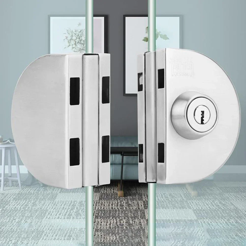 Stainless Steel Glass Door Lock Double Door Non Opening Glass Lock Frameless Glass Lock Double Sided Push Sliding Security