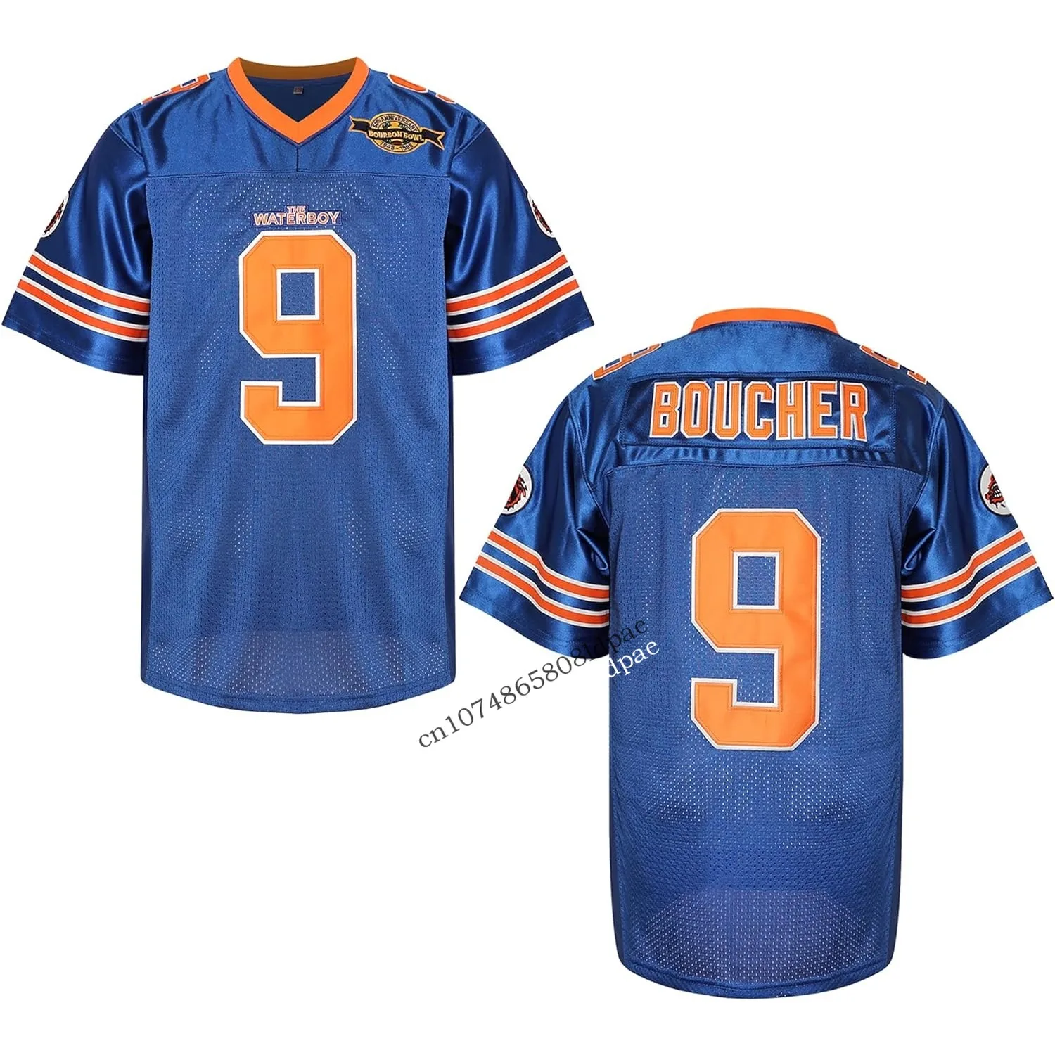 Bobby Boucher Football Jersey 9 The Waterboy Adam Sandler Mud Dogs Bourbon Bowl Movie Jersey White Black Blue Orange S-3XL