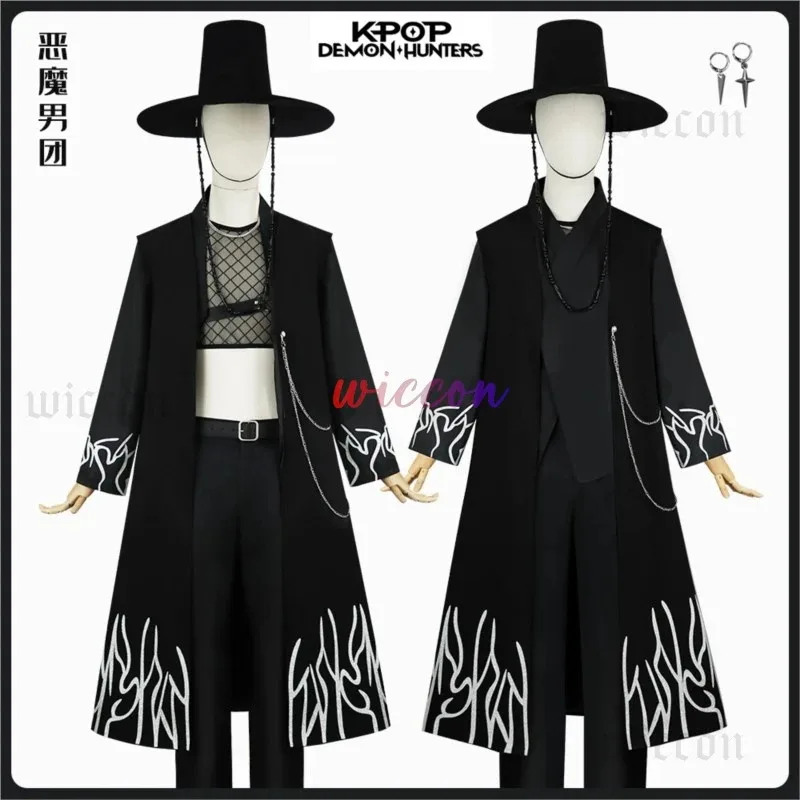 CyKPOP Saja disfraz de Cosplay para niños Anime escenario tu ídolo Jinu bebé misterio demonio chaleco de rejilla negro traje de Halloween para hombres