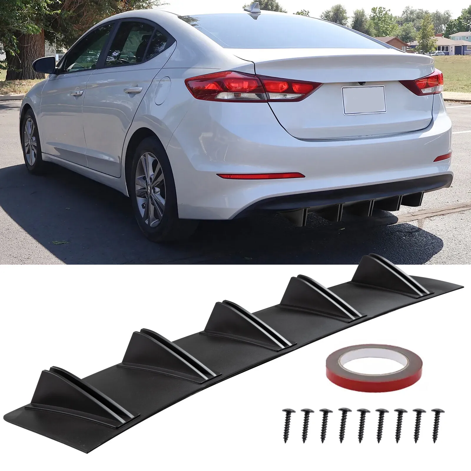 

Rear Diffuser 5 Fins Bumper Lip Splitter Spoiler Wing For Hyundai Elantra Sedan
