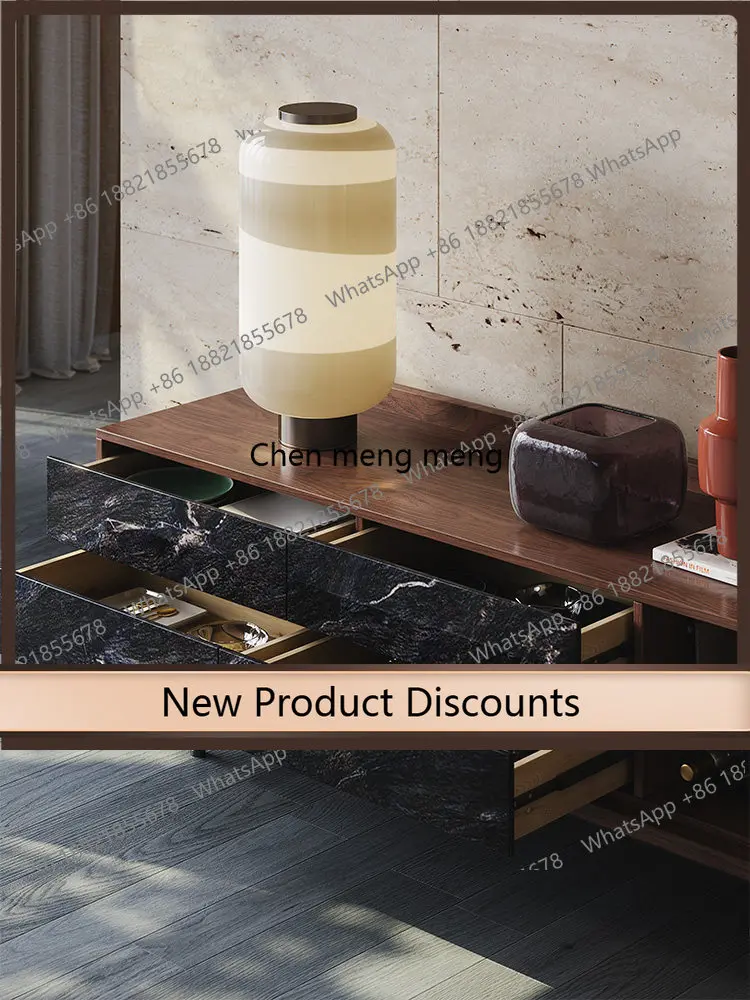 z10TV cabinet Italian retro walnut color living room, light luxury multi-functional storage floor cabinet
