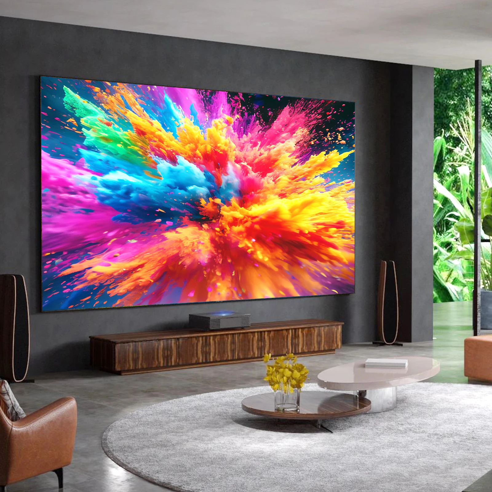 2026 Top 130 inch 8K ALR CLR UST PET Crystal Ambient Light Rejecting Frame Projection Screen for Ultra Short Throw Projector