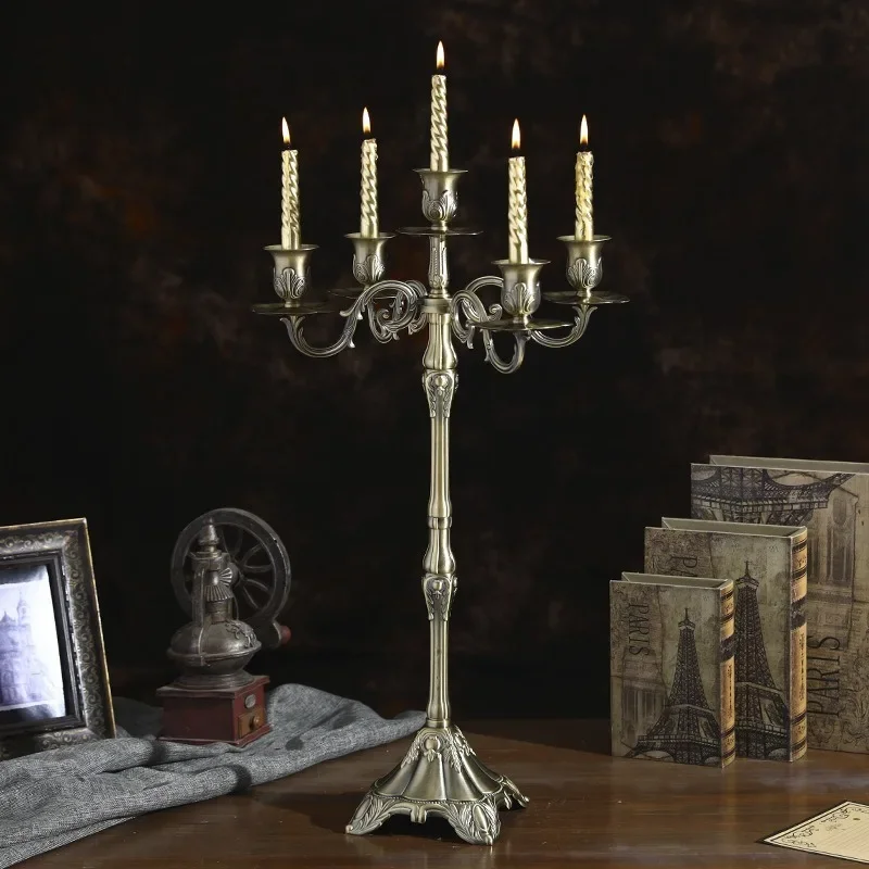 metal three-headed five-headed candlestick hotel wedding candlestick western food candlelight dinner decoration ornament