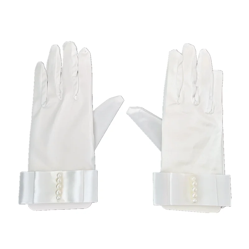 Photo Accessories Satin White Short Bow Bridal Gloves Wedding Dress Short Gloves