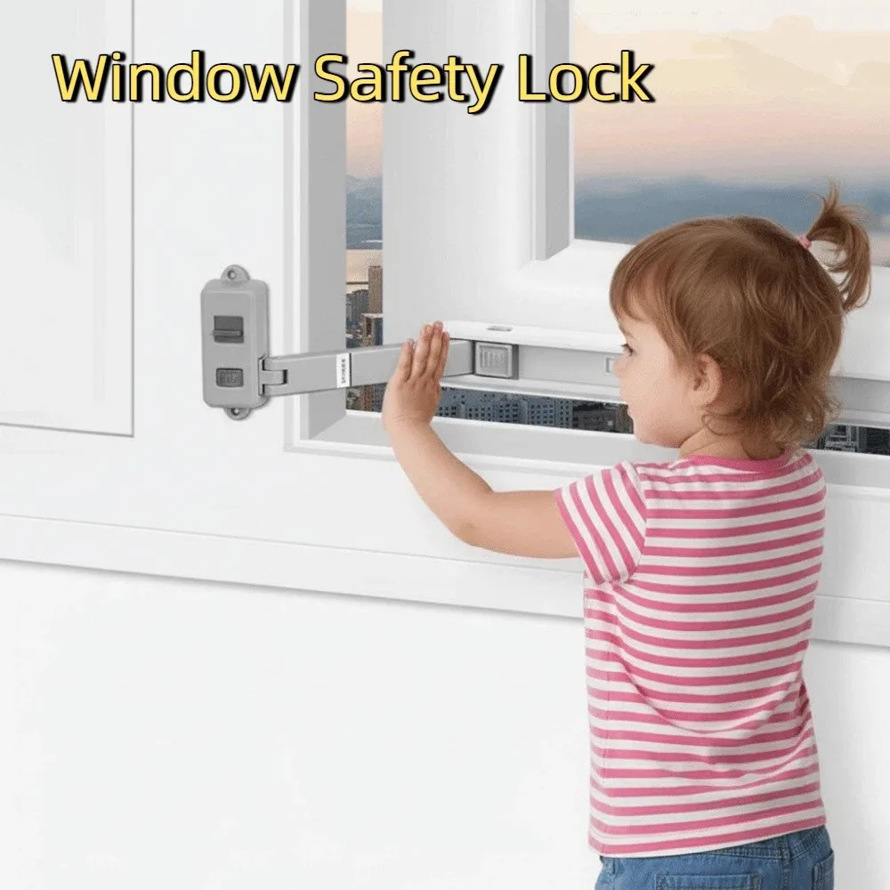 

Plastic Child Protection Lock No Punching Strong Fixation Window Safety Lock Unisex Design Anti-theft Window Stopper