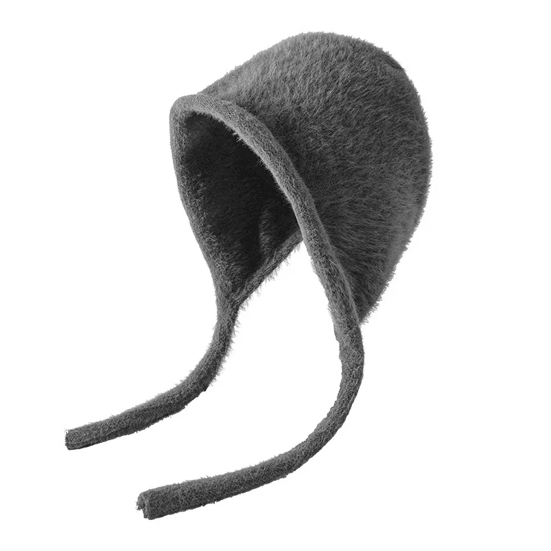 Imitation Mink Fur Beanie Autumn Winter Women Warm Japanese Knit Fluffy Trapper Hat Pile Caps Men Ear Protection Pullover Bonnet