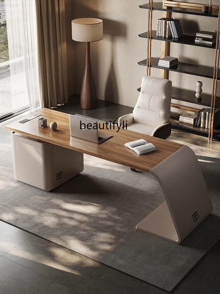 Italiano Minimalista Home Computer Desk, Alto Grau, Leve, Luxo, Modern Boss Desk, Móveis de Escritório