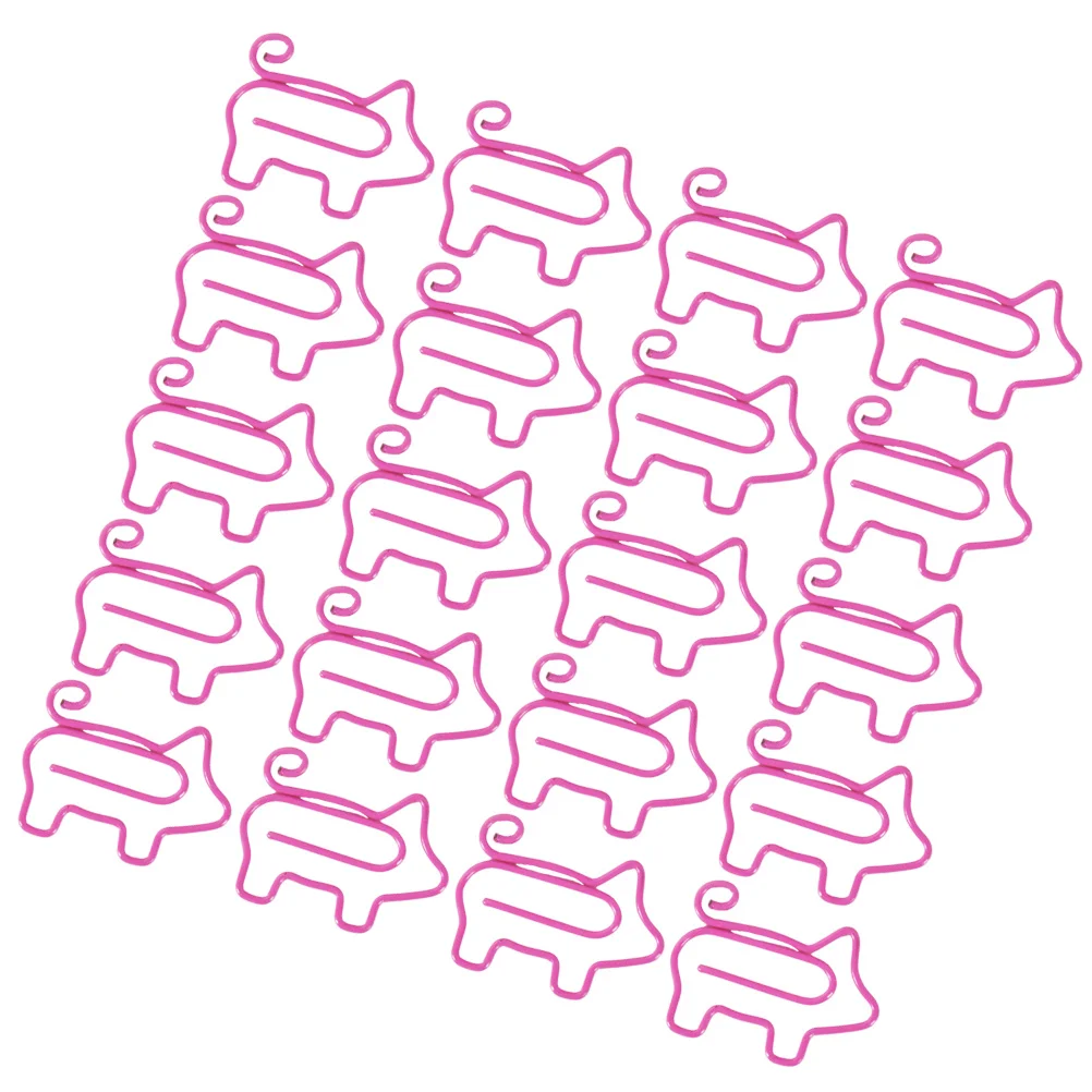 40Pcs Cartoon Pig Design Paper Clips Metal Organizer for Office School Document Holder Colorful Metal Paper Clips